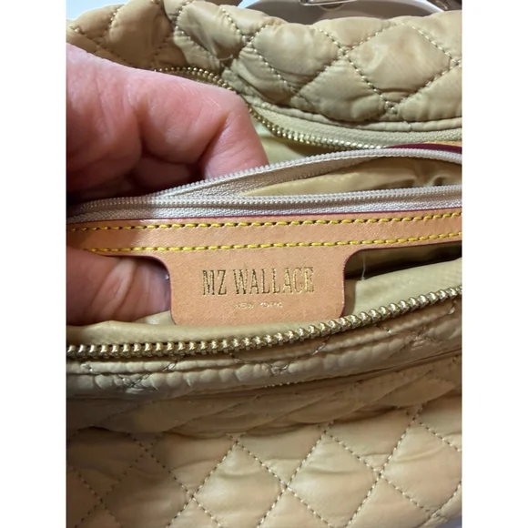 MZ Wallace Quilted Nylon Belt Bag Crossbody Tan Travel Lightweight - Picture 6 of 8